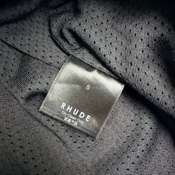 Rhude Men's Burgundy Athletic Shorts with Yellow Drawstring - Picture 4 of 4